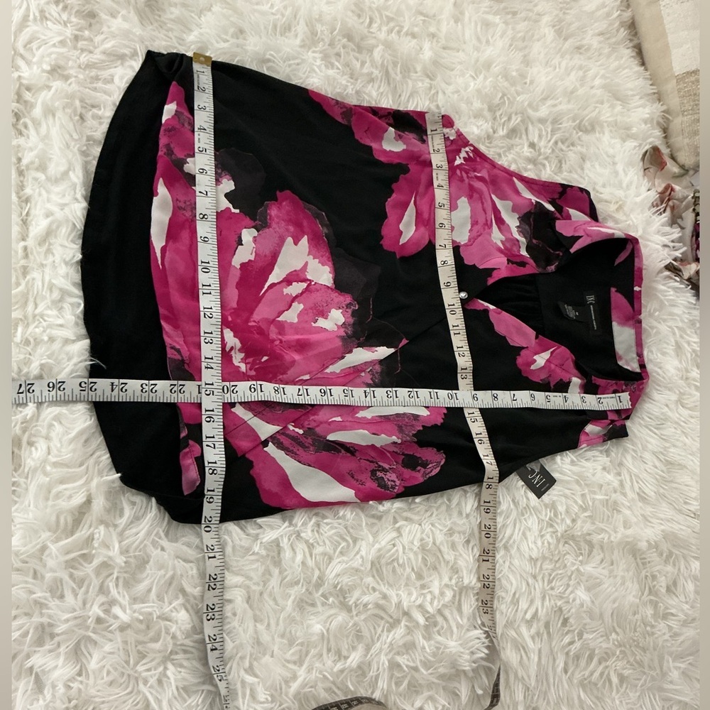 INC Women’s Sleeveless Black Pink Floral Peony Print Blouse M NWT - Picture 8 of 13